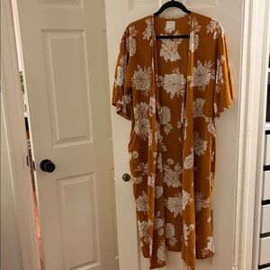 Floral Mustard Swim Coverup